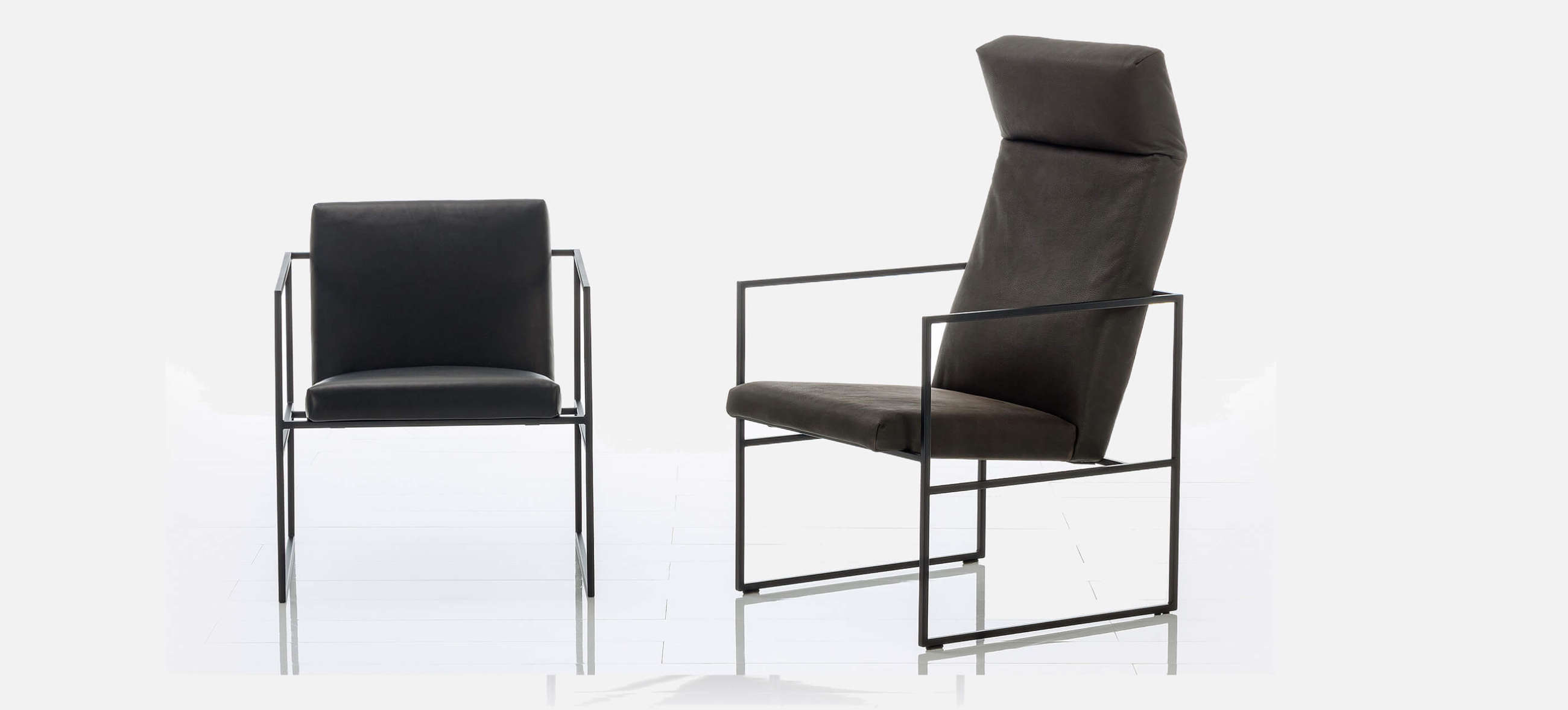 sessel grace metal bruehl leder schwarzes metal