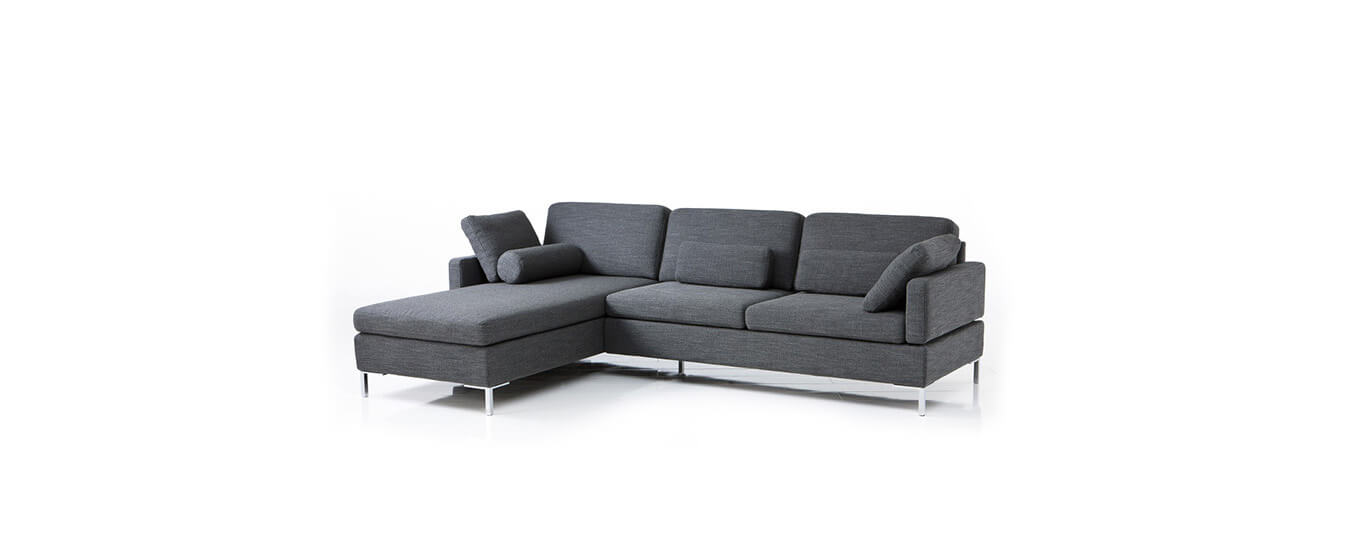 Das Ecksofa Alba von Bruehl mit Chaiselongue in Stoff. Brühl Alba Ecksofa Chaiselongue Stoff