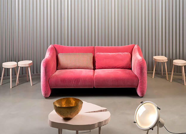 Sofa Bongo Bay Brühl Stoff pink