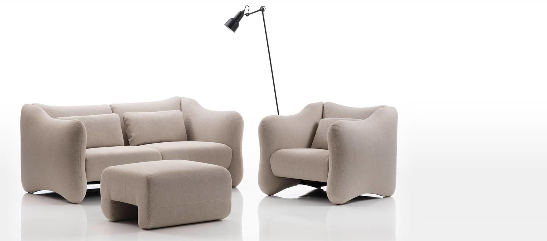 Sofa Sessel Hocker Bongo Bay Brühl Stoff beige