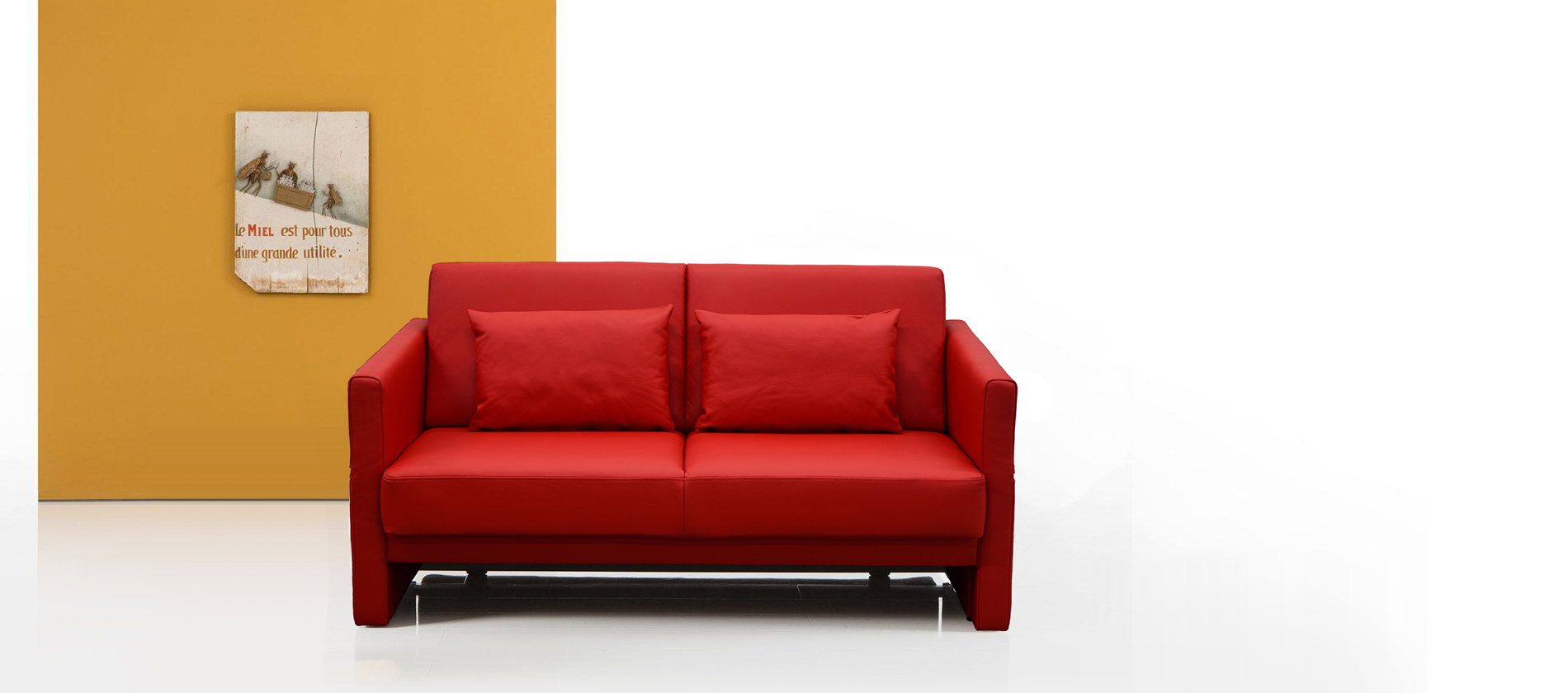 Schlafsofa Cara Brühl Leder rot