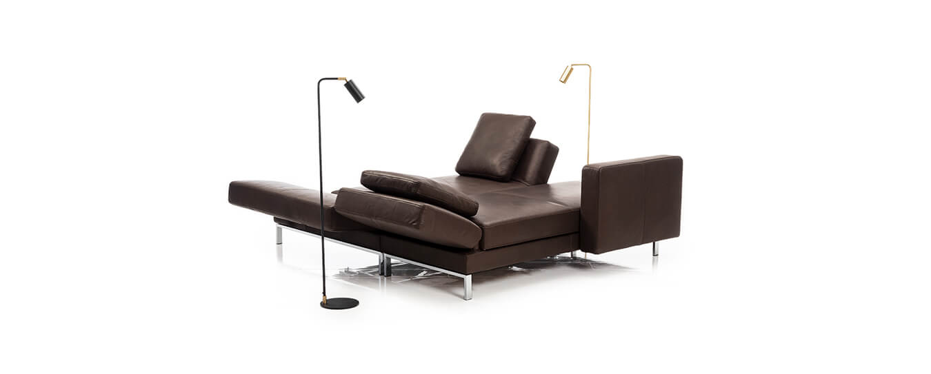 Das Funkionssofa Four-Two von Brühl in Leder. Ecksofa Schlafsofa Four-Two Brühl Leder braun