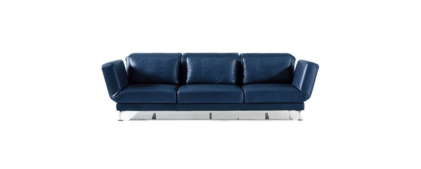 Brühl Moule medium 3-Sitzer Leder Blau