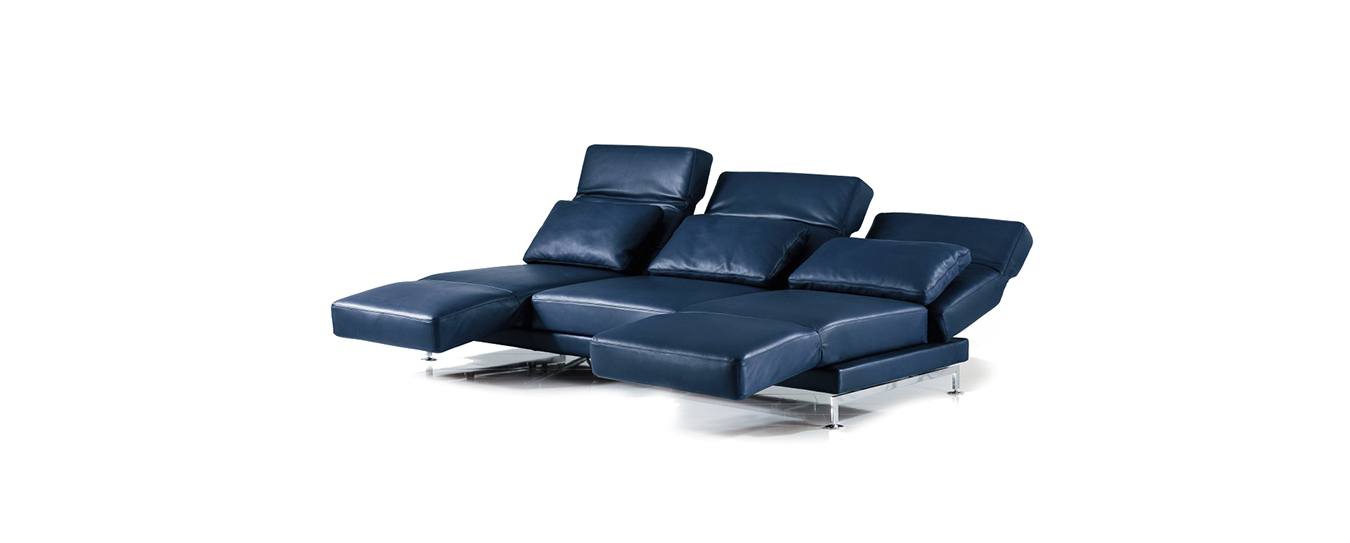 Brühl Moule medium 3-Sitzer Multifunktional Leder Blau