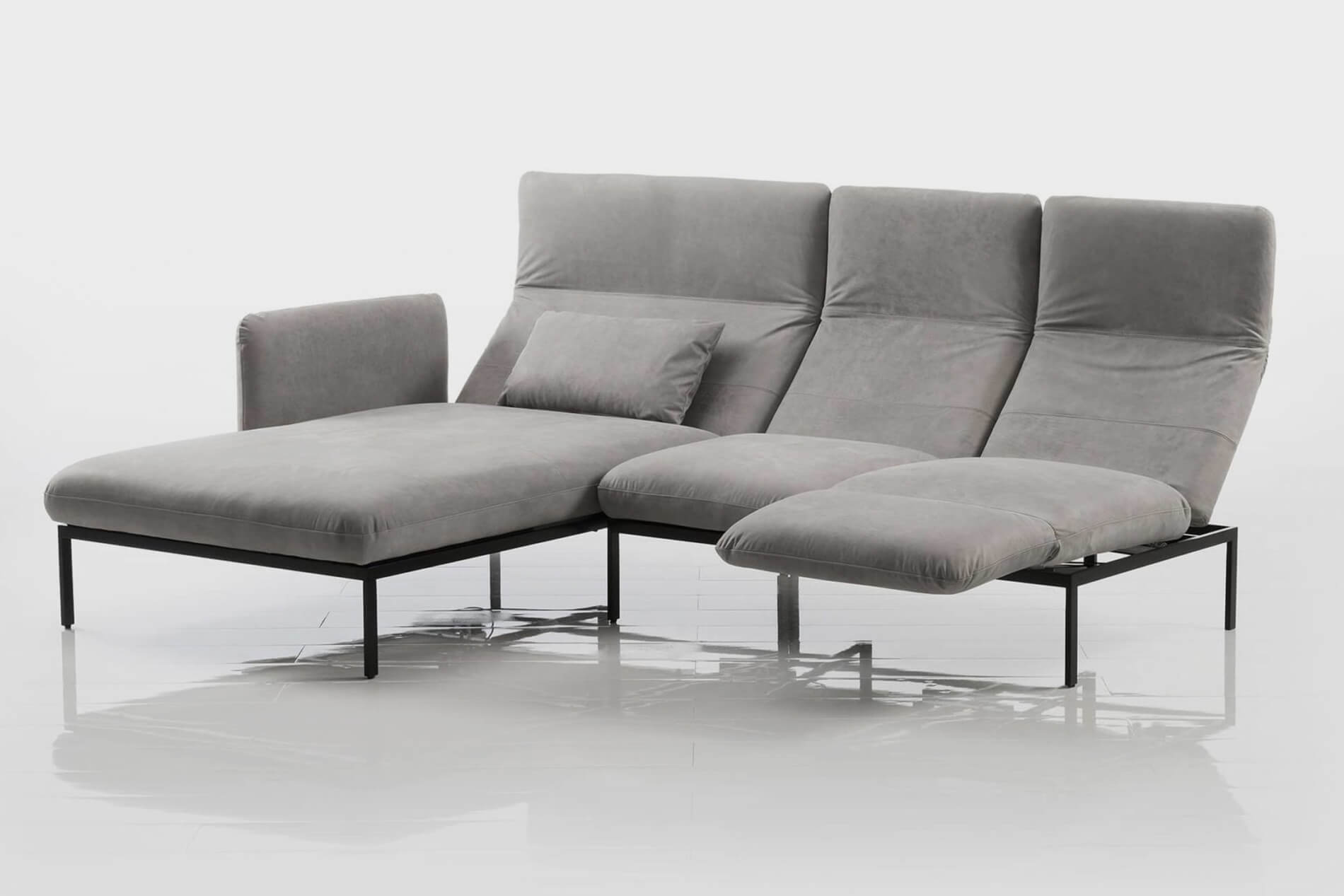 Ecksofa roro Brühl Funktionssofa leder grau