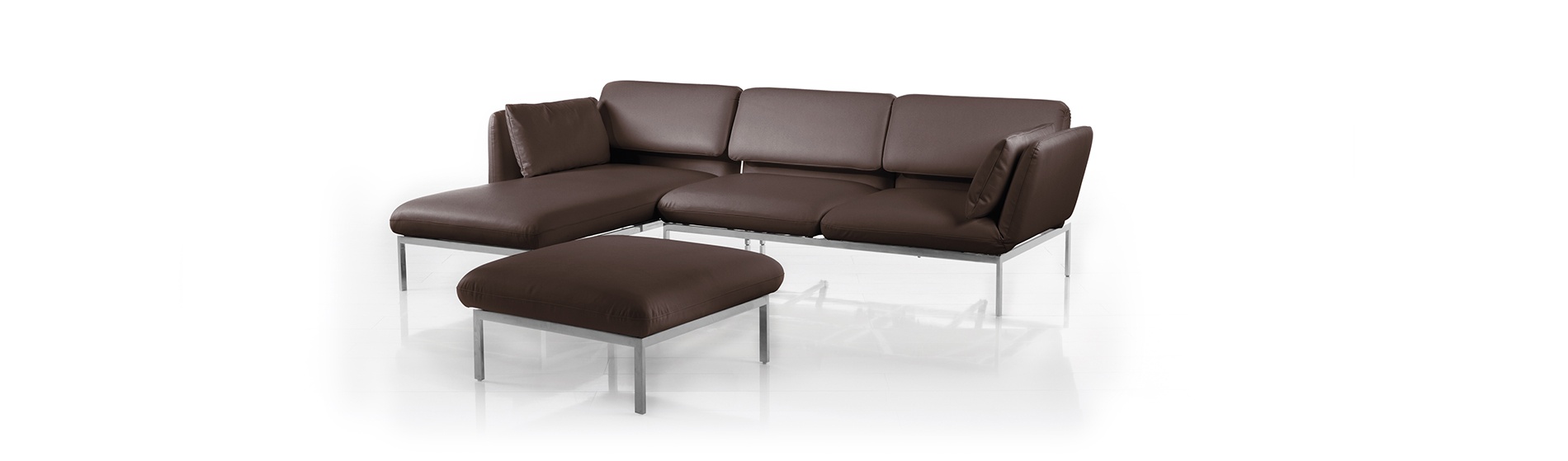 Roro Ecksofa medium Bruehl Leder Hocker