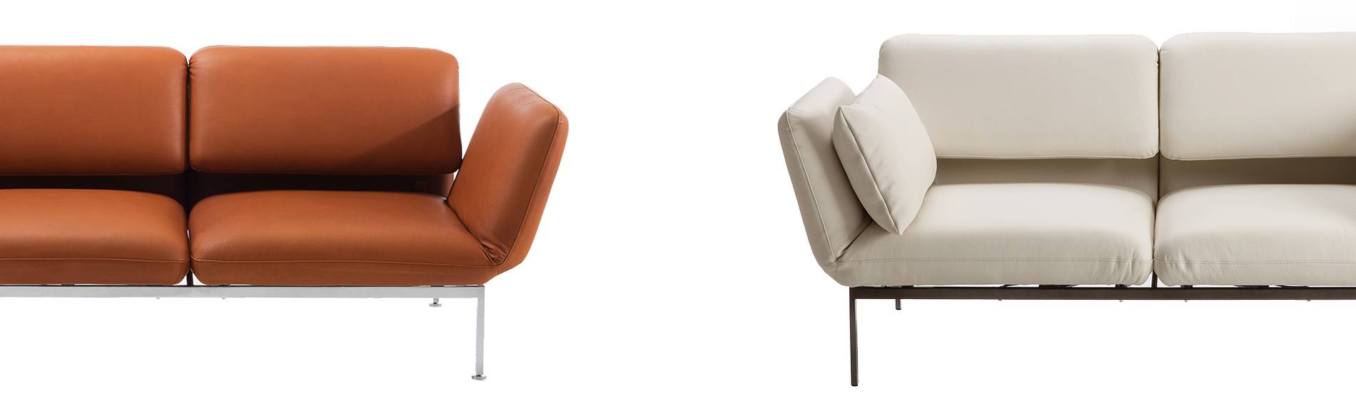 Hier sehen Sie das roro medium und roror small Schlafsofa von Brühl im Vergleich. Brühl roro medium small Schlafsofa