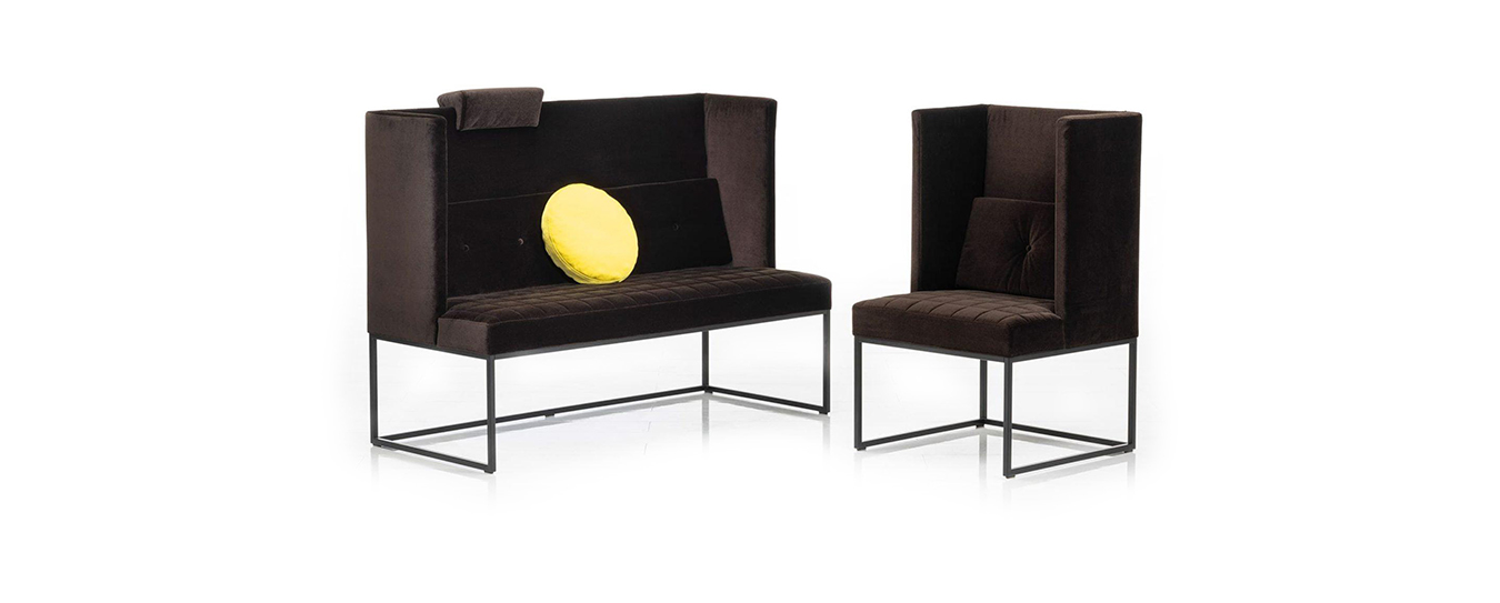 Die Bank und Sessel Belami high von Brühl mit hoher Lehne. bank wohnbank belami high brühl samt schwarz