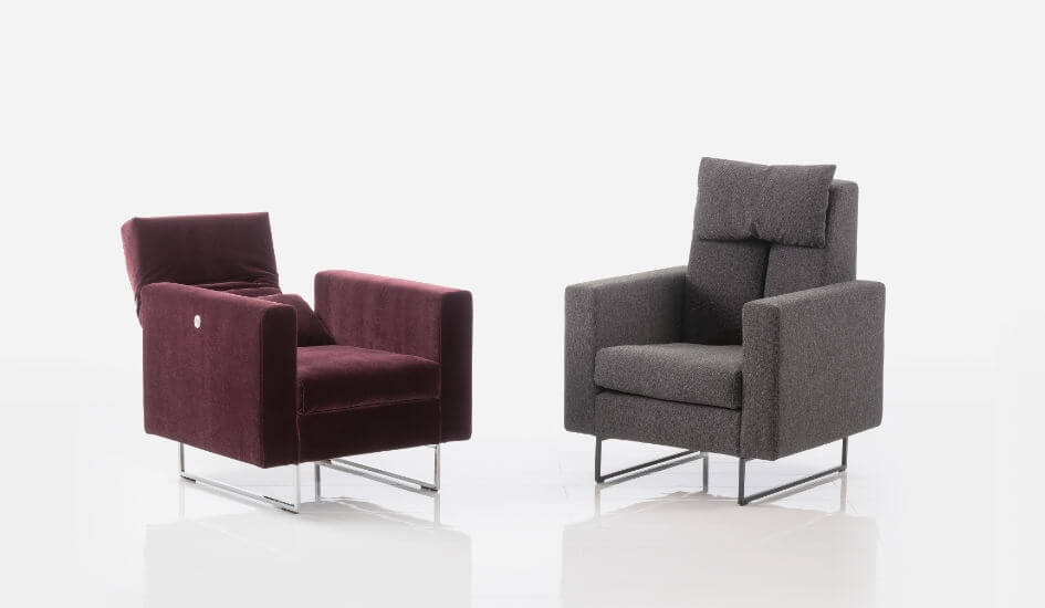 Sessel Embrace Bruehl Ruecken klappbar hoehenverstellbar Metallkufen