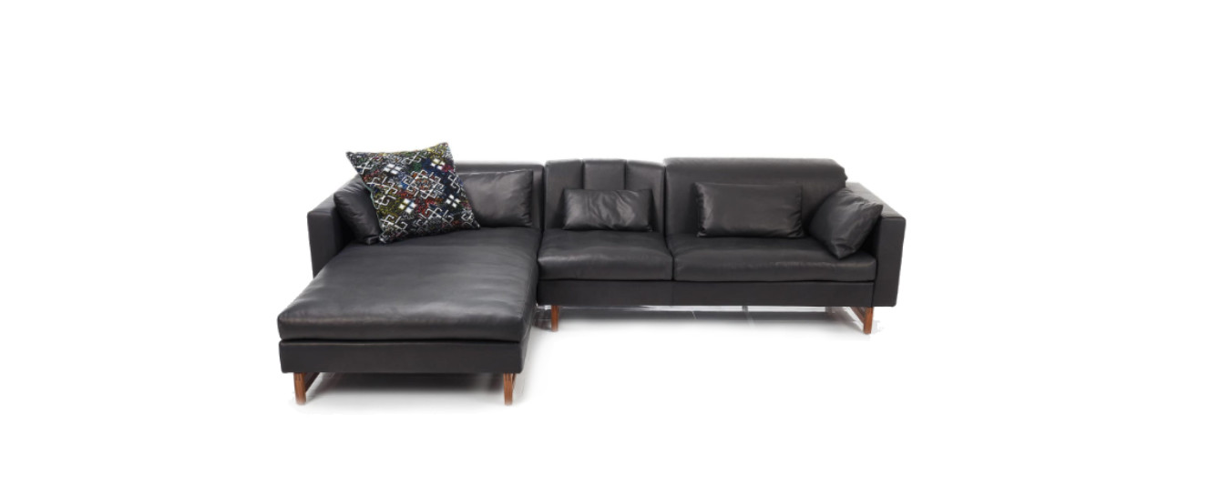 Ecksofa Embrace Bruehl Leder Naturleder Holzkufen symmetrisch