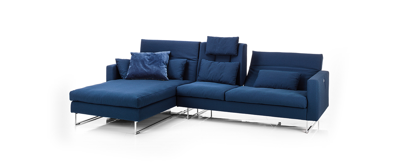 Ecksofa Bruehl Embrace Sofa Longchair Stoff Metallkufen