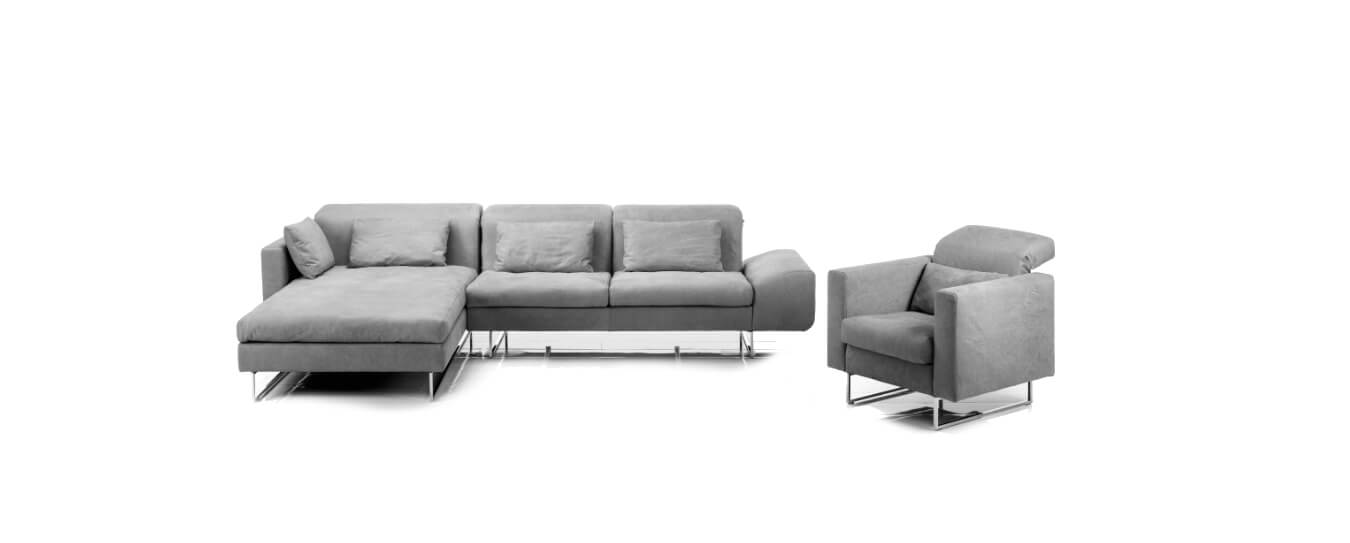 Ecksofa Embrace Bruehl Sessel Embrace Sofa Longchair Mikrofaser Metallkufen