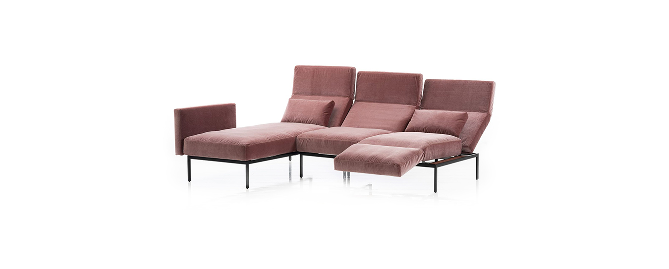 Das Ecksofa roro 20/soft von Brühl in Samtstoff. ecksofa funktionssofa roro 20 soft bruehl