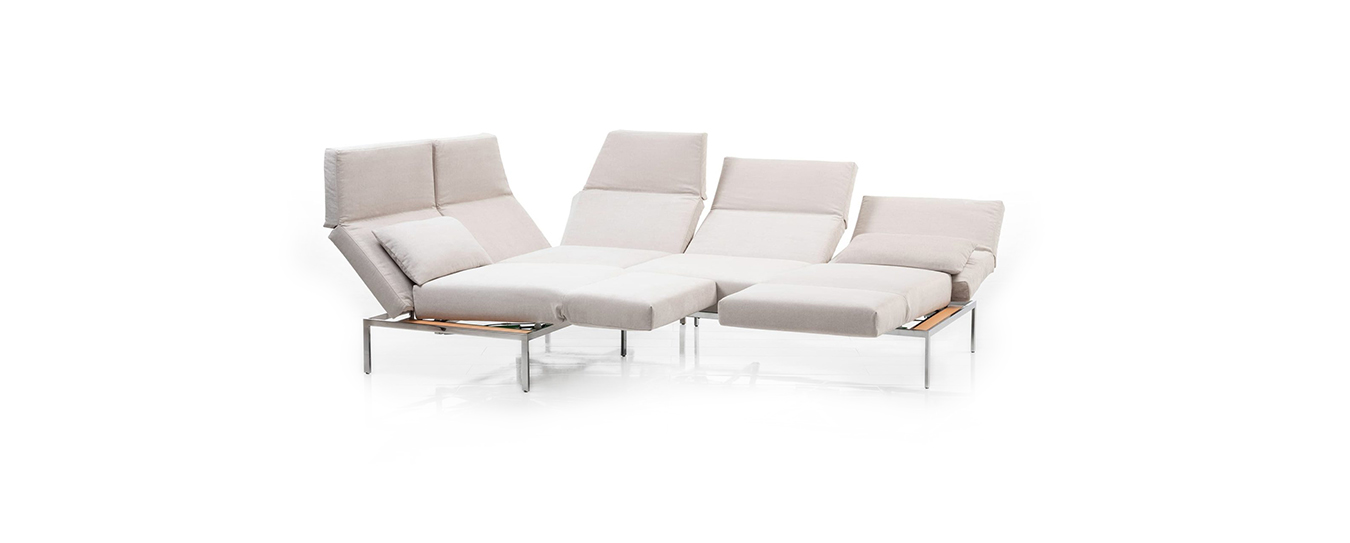 Die Eckgruppe roro 20/soft von Brühl in weißem Samt. ecksofa funktionssofa roro 20 soft bruehl