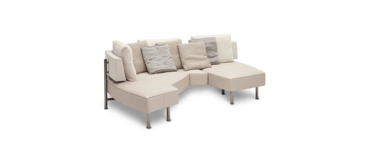 Sofa Jori Ecksofa Wing Schlafsofa Leder Metallfuesse