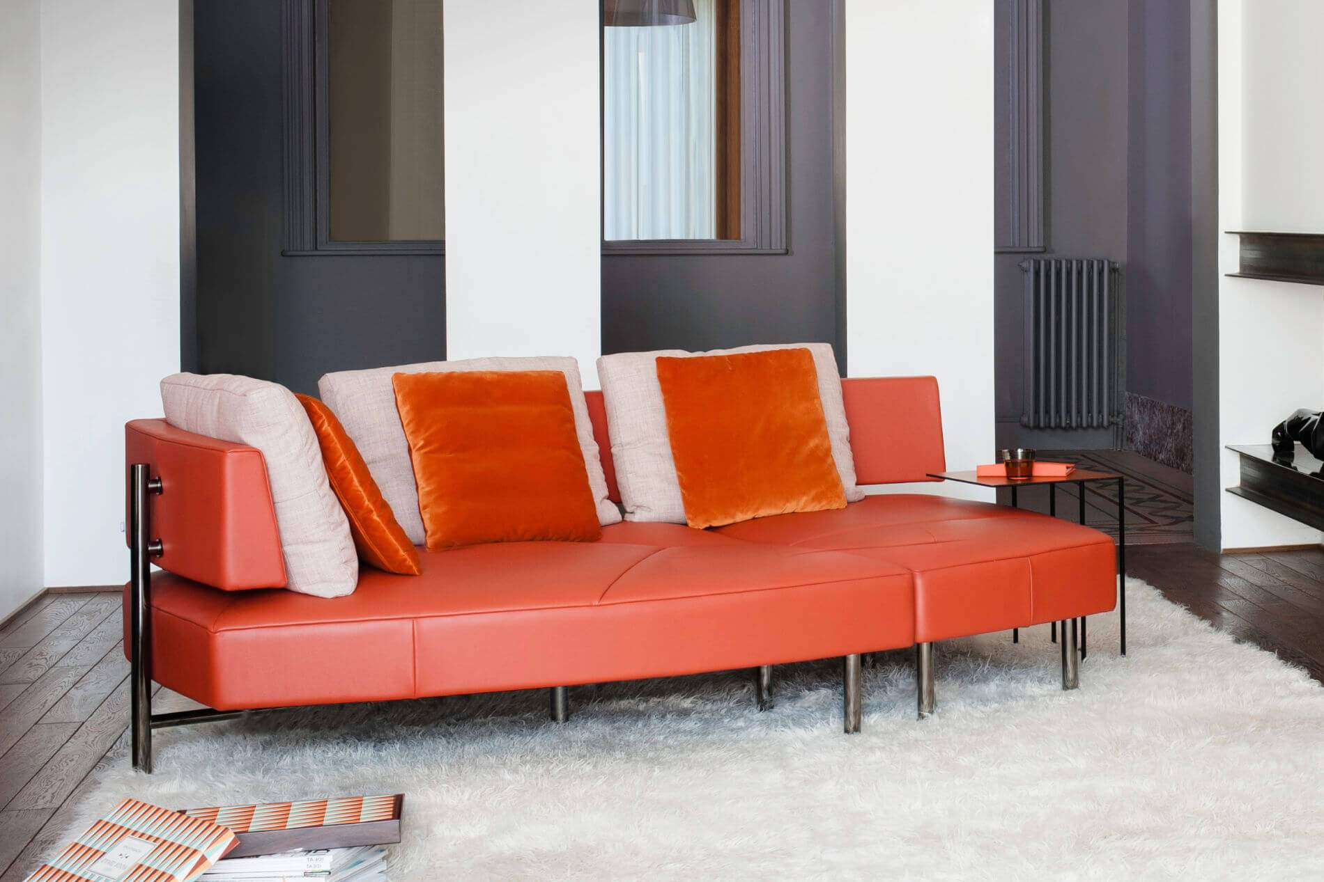 Sofa Jori Ecksofa Wing Schlafsofa Leder Metallfuesse