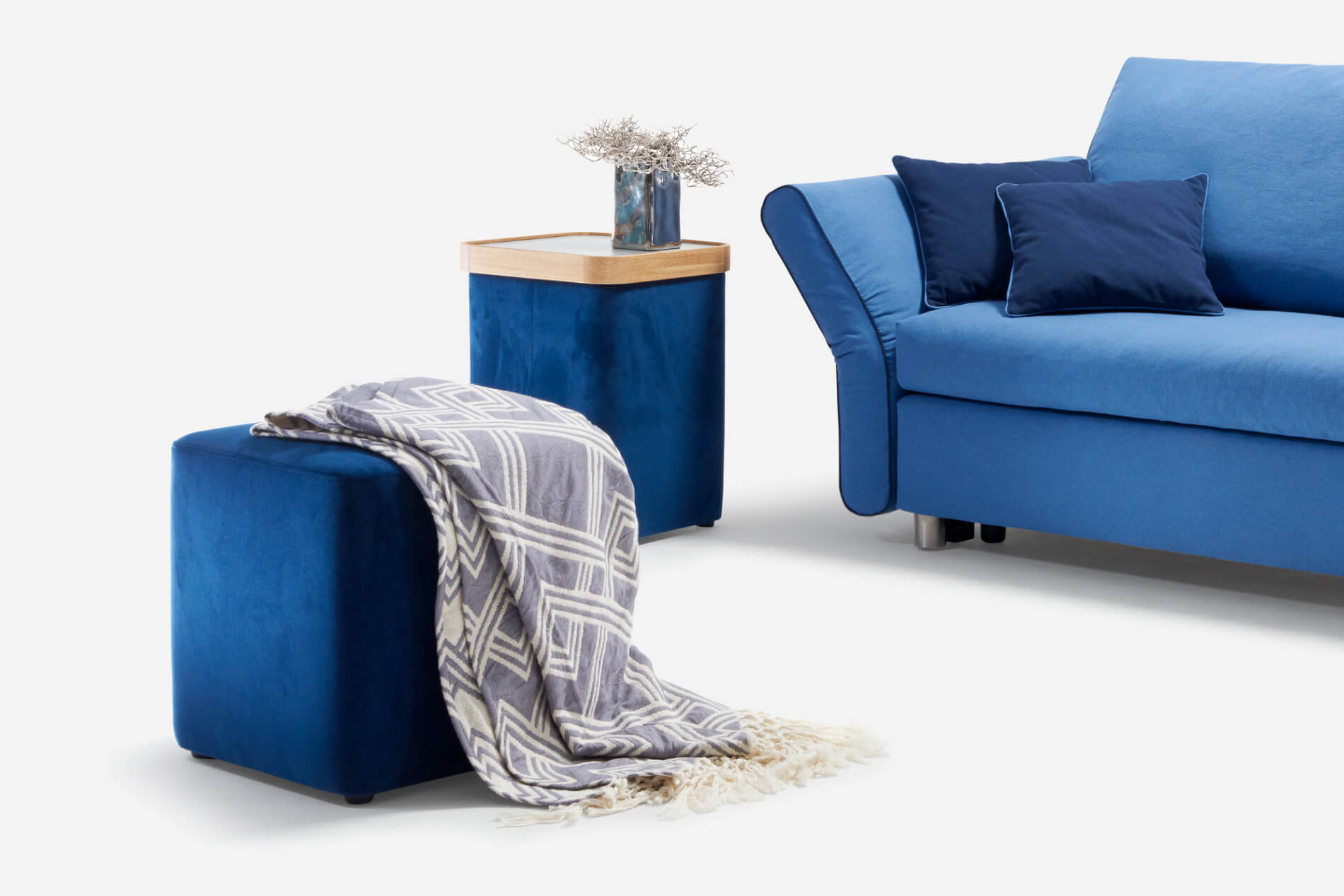 Hocker Bono Signet Tablett Tisch Velours