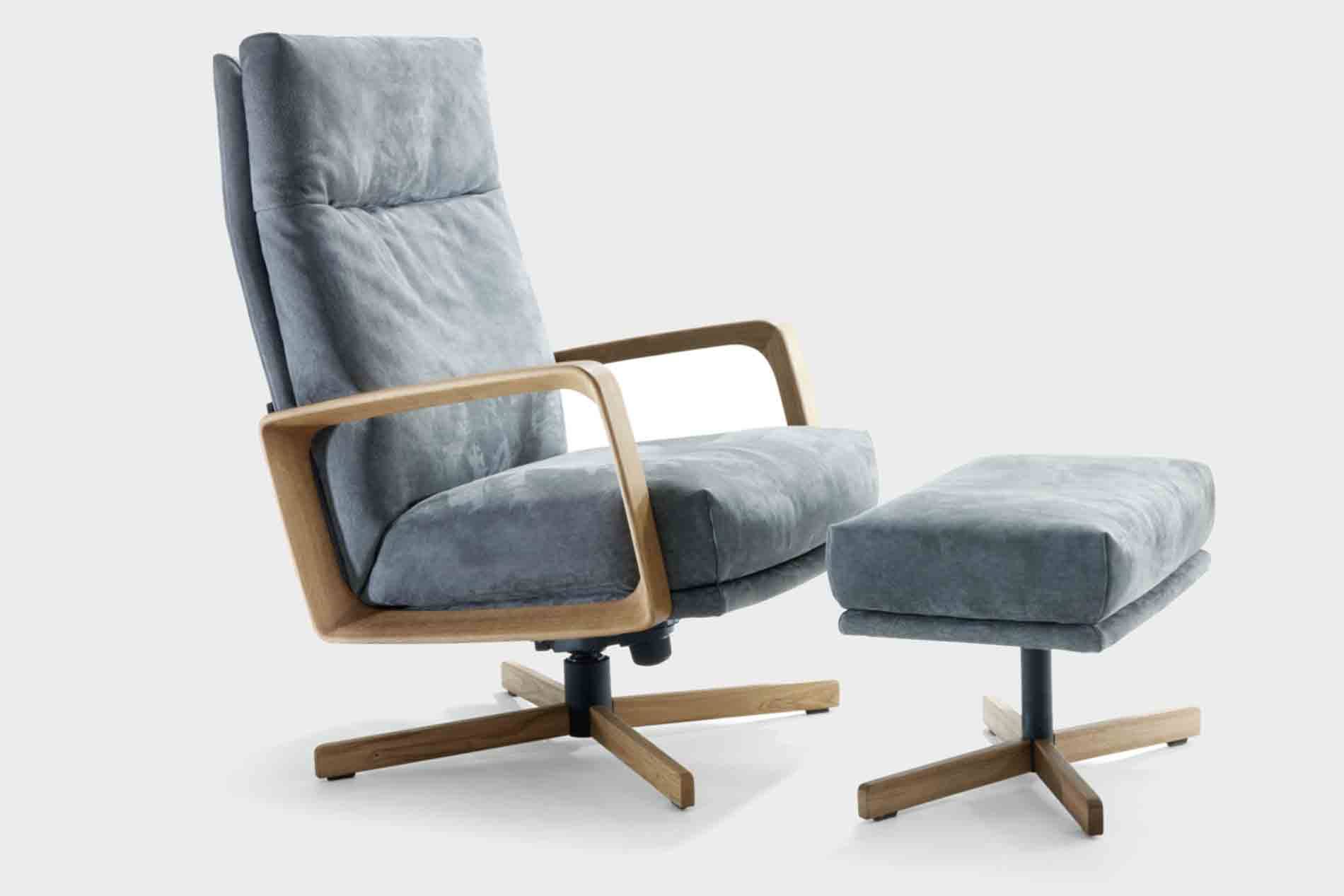 Gin Relaxsessel Gin Hochlehner Eichengestell hochwertig Hocker