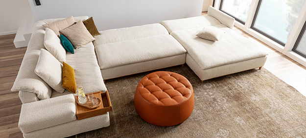 Ecksofa Isla von Signet – Ausgeklappt als Schlafsofa. Ecksofa Isla von Signet im ausgeklappten Zustand als Schlafsofa mit großzügiger Liegefläche.