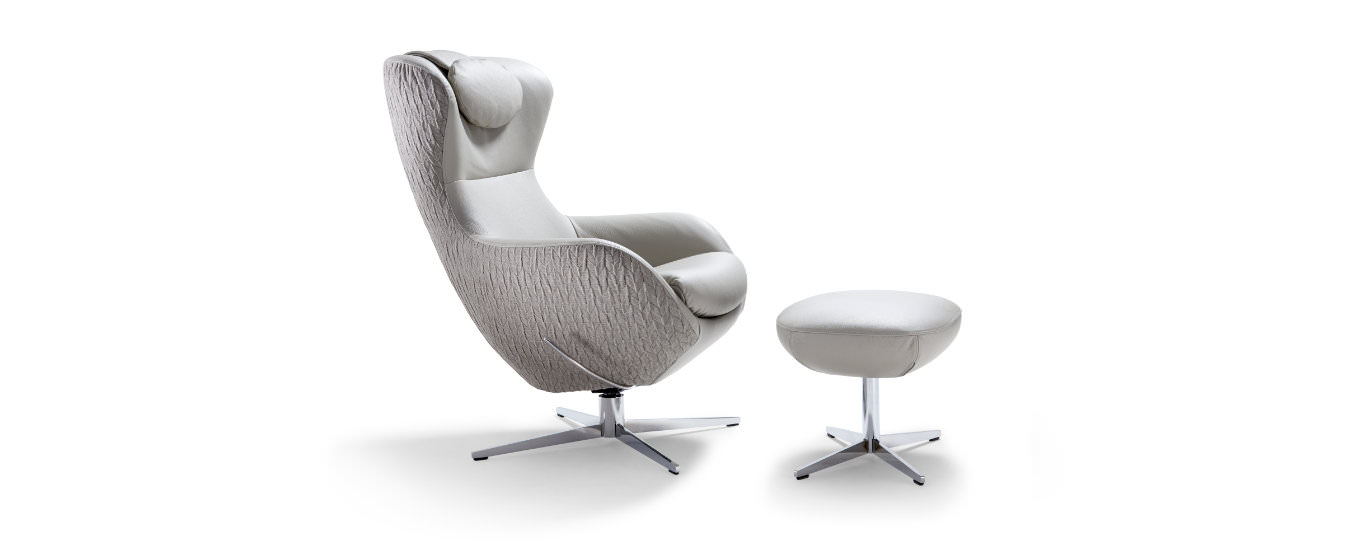 Sessel Jester Signet Leder Namibia Stoff Origami Metallgestell