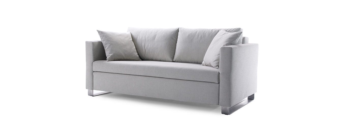 Hier sehen Sie das Lazlo Schlafsofa von Signet im Stoffbezug Sam. Schlafsofa Lazlo Signet Stoff grau