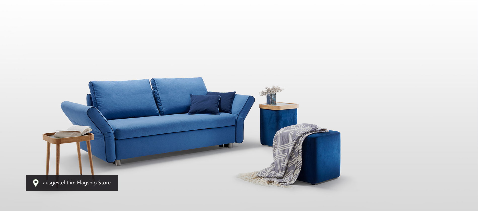 Schlafsofa Levin Signet blau Stoff
