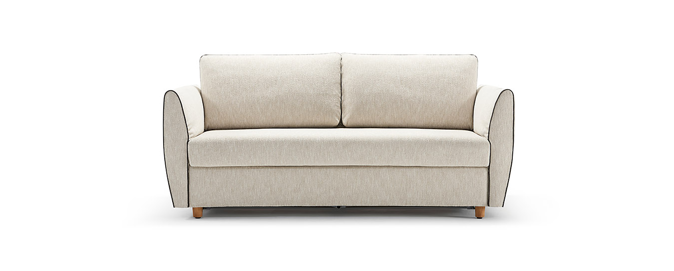Das Schlafsofa Sapporo von Signet im Stoff Elton, Farbe creme. schlafsofa bettsofa sapporo signet