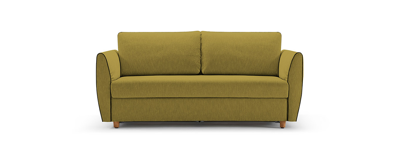 Das Schlafsofa Sapporo von Signet im Stoff Elton, Farbe senf. bettsofa schlafsofa sapporo signet