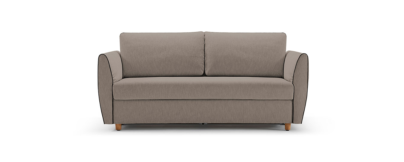 Das Schlafsofa Sapporo von Signet im Stoff Elton, Farbe taupe. bettsofa schlafsofa sapporo signet