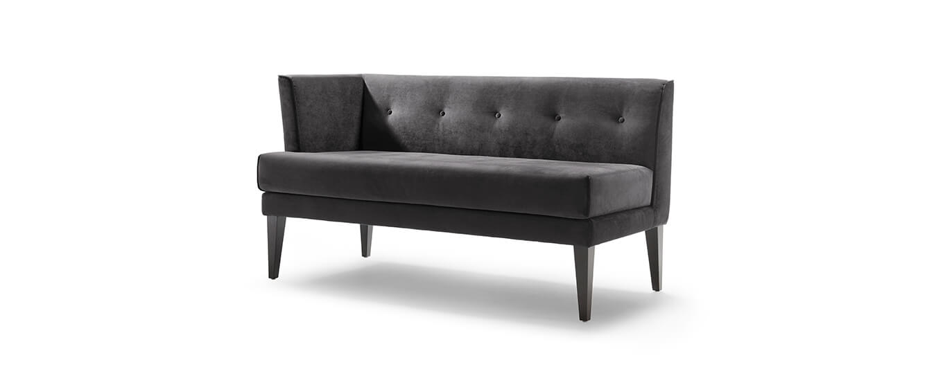 Die Sitzbank Smilla von Signet im Bezug Milan. Sitzbank Bank Smilla Stoff grau Signet
