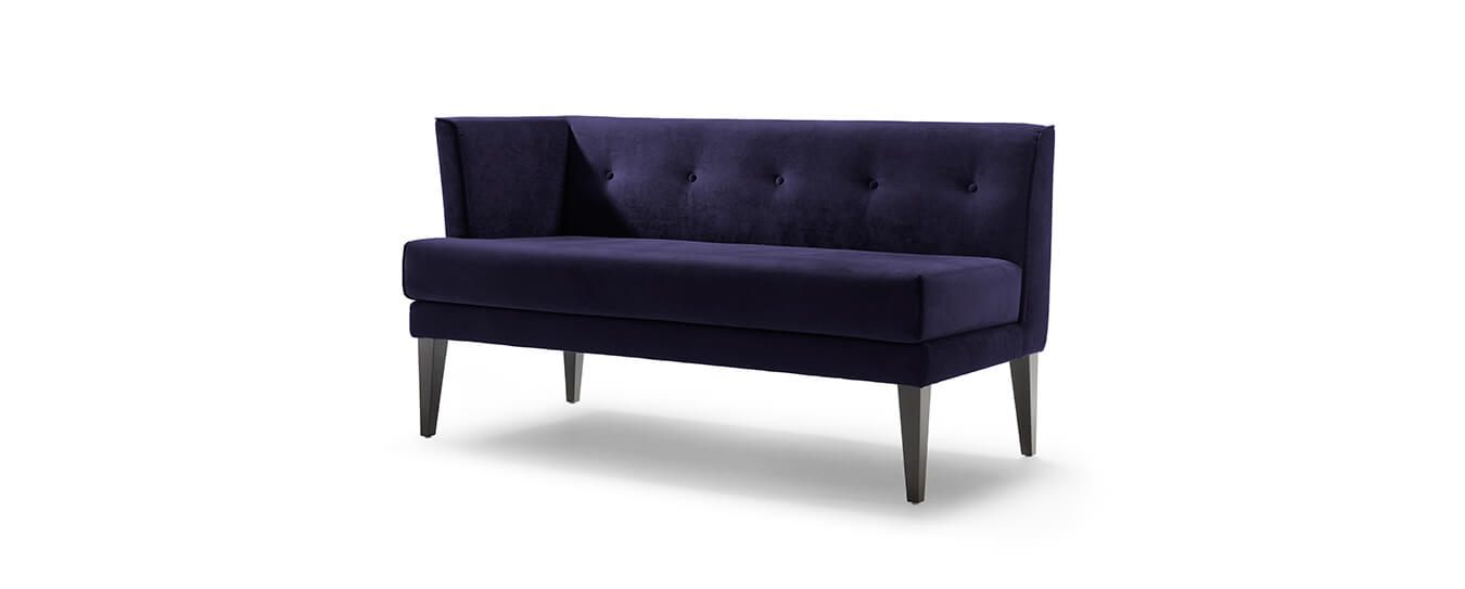 Hier sehen Sie die Sitzbank Smilla von Signet. Sitzbank Bank Smilla Stoff lila Signet