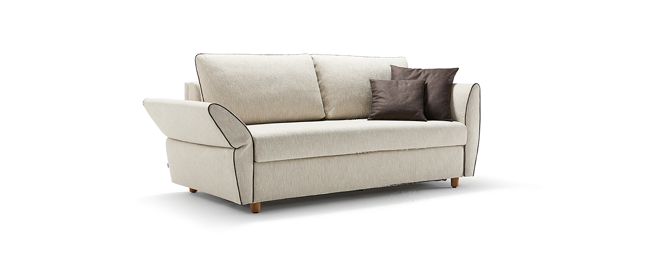 Das Schlafsofa Kyoto von Signet in sandfarbenem Stoff schlafsofa kyoto signet beige