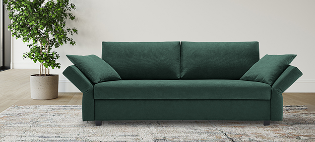 Das Schlafsofa Kyoto von Signet mit Armlehne Nr.1 schlafsofa kyoto signet grün