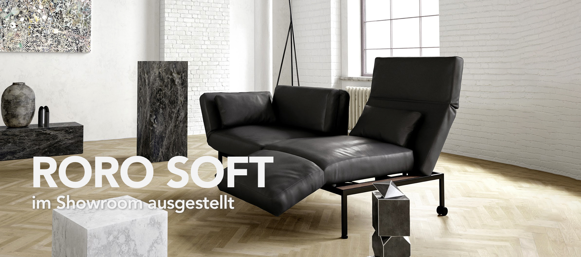 Brühl sofa roro soft mit schwarzen Leder Brühl roro soft Leder